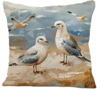 Housse de coussin ChamXue, taie d'oreiller décorative multicolore avec motif mouette pour canapé, lit et décoration intérieure