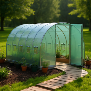 โรงเรือนปลูกพืชแบบเดินเข้าได้ ขนาด 19.36x9.68x7.4 ฟุต โครงเหล็กชุบสังกะสี ผ้าคลุม PE สำหรับสวน - Product Image 2