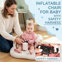 Canapé gonflable moderne pour bébé avec harnais de sécurité, pompe intégrée, base antidérapante - Utilisation en chambre et salon, 3-36 mois, portable, facile à nettoyer