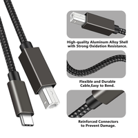 Câble d'imprimante USB 2.0 Type-C vers Type-B haute vitesse avec gaine en nylon pour scanner de codes-barres et imprimante