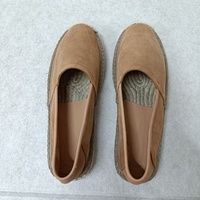 Espadrilles de luxe en cuir d'agneau pour hommes et femmes mocassins plats en cuir véritable paille mocassins décontractés chaussures avec logo personnalisé usine de chaussures