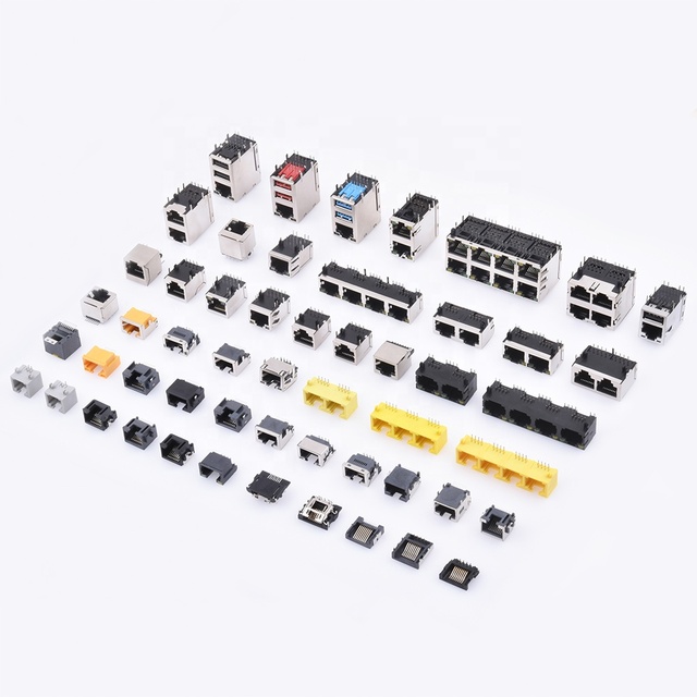 RJ45 Ethernet Interface Connector with Gold Plating Through Hole Mounting 1 Port