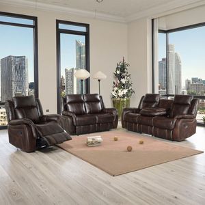 Sofá Seccional de Cuero de Lujo, Muebles Cómodos para el Hogar, Sofá para Sala de Estar, Sofá Reclinable Eléctrico con Puerto USB, Portavasos y Luz LED - Product Image 3