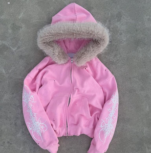 Felpe <span class=keywords><strong>con</strong></span> Cappuccio Personalizzate da Donna, <span class=keywords><strong>Felpa</strong></span> Designer <span class=keywords><strong>con</strong></span> <span class=keywords><strong>Zip</strong></span> e Cappuccio in Pelliccia - Product Image 1