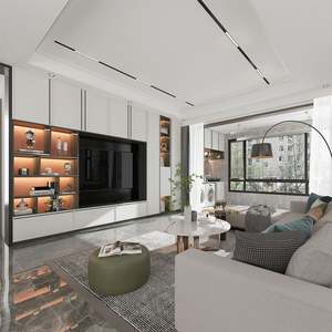 Meuble TV moderne et élégant en bois massif, finition luxueuse et durable, fonction LED, grand espace de rangement, hôtel 65 pouces+, divertissement à domicile - Product Image 4