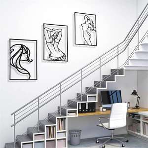 <span class=keywords><strong>Silueta</strong></span> de Metal de decoración de pared para <span class=keywords><strong>mujer</strong></span>, <span class=keywords><strong>cuadro</strong></span> de línea de cuerpo femenino Simple, decoración de pared para el hogar, pegatina de pared artística, 3 uds. - Product Image 4