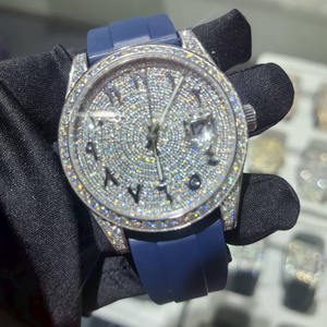 Reloj de Lujo con Diamantes de Moissanita, Estilo Hip Hop, con Correa de Goma Negra, Movimiento Mecánico, para Hombre y Mujer - Product Image 1