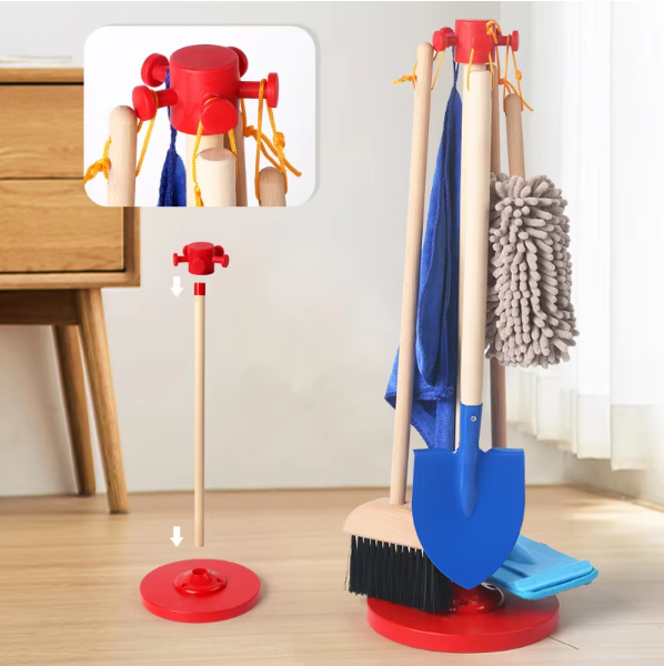 Wooden Detachable Cleaning Toy Set Pretend