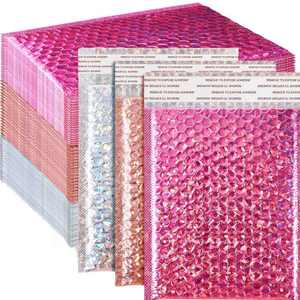 Sobres Acolchados Metálicos Personalizados con Logotipo, Bolsas de Correo Acolchadas Doradas para Empaque, Sobres de Burbuja Holográficos - Product Image 1