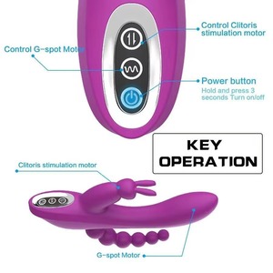 Vibratore Rabbit per Punto G con Perline Anali, Stimolatore Clitorideo a Tripla Massaggio, 10 Modalità, in Silicone Medicale, Giocattolo Sessuale Femminile - Product Image 2