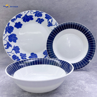 Service de table en verre opale Arcopal 18 pièces, design élégant, rouge avec décalcomanie, vente en gros, vaisselle de haute qualité, assiettes et bols