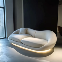Moderne Minimaliste De Luxe Blanc Demi-Cercle Designer Rond Incurvé Canapé De Luxe En Bois Canapé Ensemble Salle À Manger Salon Atelier Application