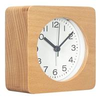 Horloge de bureau moderne en bois rond avec lumière nocturne et fonction de répétition