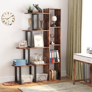 Bibliothèque de style américain Bibliothèque en bois Bibliothèque Design Étagère à livres Rack Angle Acier Ancient Antique Bibliothèques avec échelle - Product Image 5