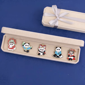 Ensemble de 5 aimants de réfrigérateur en émail avec motif de panda mignon, aimants de dessin animé adorables, boîte cadeau, décoration de maison chinoise, souvenir - Product Image 6