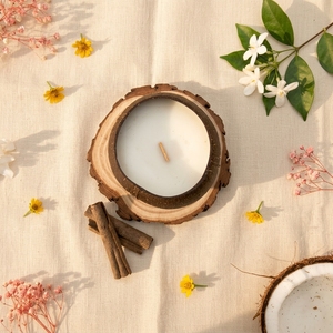 Organic Coconut Shell <b>Candle</b> Scented Soy Wax Clean Burning Wooden <b>Wick</b> For Home Relaxation Custom Branding Maker - Product Image 1