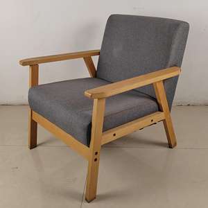 <span class=keywords><strong>Fauteuil</strong></span> en bois moderne avec dossier large et coussin en tissu pour salon, salle à manger, chambre à coucher, hôtel - Product Image 3