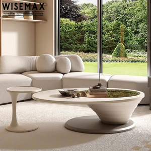 WISEMAX FURNITURE Modern Luxury Oval Shaped Glass Top <strong>Table</strong> Coffee <strong>Table</strong> <strong>Living</strong> <strong>Room</strong> Sofas Center <strong>Table</strong> <strong>Set</strong> for Home Hotel Lobby - Product Image 5