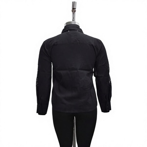 <b>Black</b> Lace Embroidered <b>Women</b> Blouse Long Sleeve Button Up <b>Shirt</b> Formal Office Party Top - Product Image 2