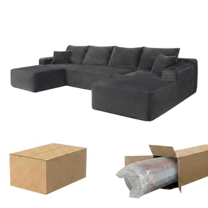 Ensemble modulaire sectionnel en forme de U surdimensionné, confortable et de qualité supérieure, avec compression sous vide, effet nuage - Product Image 4