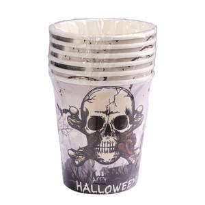 Juego de 6 vasos de papel con diseño de calaveras de Halloween - Product Image 1
