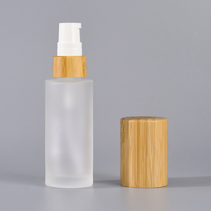 Lusso vuoto 30ml 50ml 60ml 100ml 120ml 1oz 2oz 4oz bottiglia di lozione di vetro smerigliato spalla piatta con coperchio Spray di bambù della pompa - Product Image 3