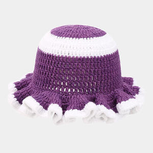 หมวกชาวประมงถักด้วยมือแฟชั่นพร้อมหมวกถักมีระบาย - Product Image 2