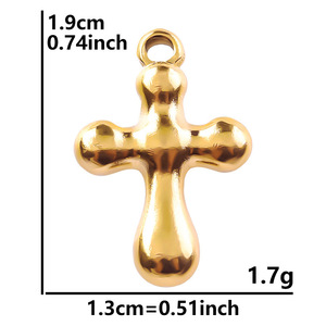 Pendentif croix en acier inoxydable 304 plaqué sous vide, apprêts pour bijoux DIY, couleurs argent, or, arc-en-ciel - Product Image 4
