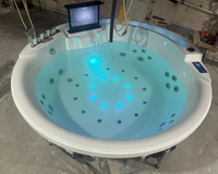 Outdoor-Whirlpool für 4 Personen, großer runder Pool, Acryl-Spa-Wanne mit Smart-Panel, konstanter Temperaturheizung und Sprudelmassage