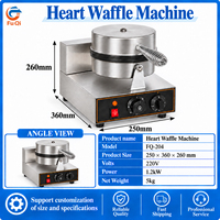 Machine à gaufres rotative en forme de cœur, en acier inoxydable, antiadhésive, pour café, snack-bar, pâtisserie