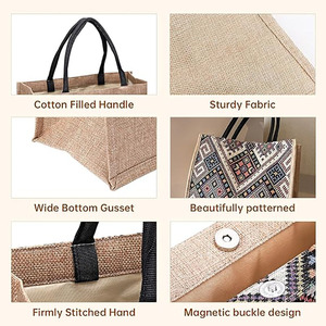 Borsa in juta con manici in morbido cotone per viaggiare - Product Image 5