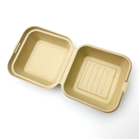 Custom Biologisch Afbreekbaar Takeaway Fries Lunch Fast Food Container 6X6 Inch Suikerriet Lunch Verpakking Bagasse Hamburger Hamburger Doos