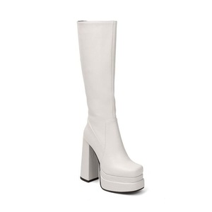 S403 caliente Otoño Invierno superventas tacón alto punta redonda <span class=keywords><strong>botas</strong></span> cuadradas para mujer <span class=keywords><strong>botas</strong></span> cómodas elásticas <span class=keywords><strong>de</strong></span> punto negro - Product Image 3