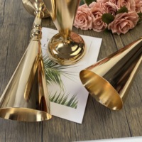 Ensemble de vases trompettes en métal doré de haute qualité et modernes |   Support à fleurs haut pour centre de table de mariage |   Décoration de table de fête