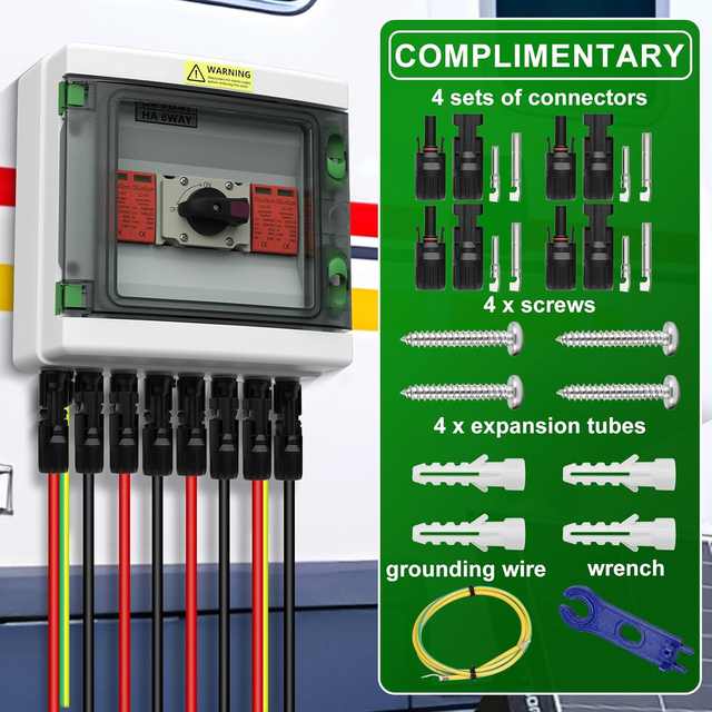 Customizable Solar Photovoltaic PV Combiner Box DC 1000V Waterproof IP65 Fuse MCB SPD 8-Way Power Distribution Equipment