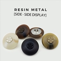Kancing Dekoratif Mewah Kombinasi Resin Logam Berhiaskan Rhinestone 1-lubang untuk Mantel, Jaket, Jas, Kemeja, dan Sweater