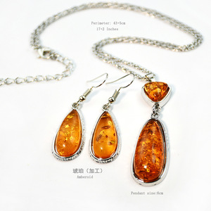 Conjunto de colgante de ámbar Piebald de cristal de cuarzo natural de alta calidad de proveedor al por mayor collar de plata para mujer a la venta - Product Image 6