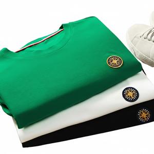 Camiseta de Lujo de <span class=keywords><strong>Color</strong></span> Liso de Alta Gama de Manga Corta con Bordado de Amoníaco Líquido, Poliéster/Algodón, Cuello Redondo, Estilo Vintage Holgado - Product Image 2