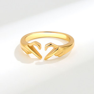Creativity <b>Plain</b> Double Hands Heart Shaped Open <b>Rings</b> Copper Gold Plated Valentine's Day Jewelry For Girls Gift - Product Image 4