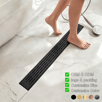 Drain de douche linéaire noir mat OEM ODM, sortie verticale moderne, en acier inoxydable 304, pour salle de bain et hôtel, long drain de sol – Vente chaude
