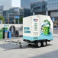 Camion de lavage de poubelles mobile entièrement automatique en acier inoxydable, nettoyage à haute pression à l'eau chaude