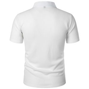 Camicia Estiva <span class=keywords><strong>da</strong></span> Uomo in Seta Ghiaccio a Righe con Colletto a Contrasto in Filo Dorato, Manica Corta, Casual - Product Image 2