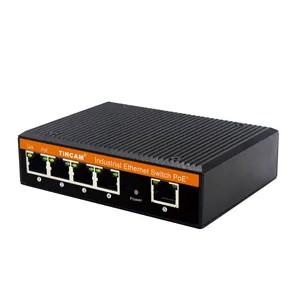 TINCAM Commutateur POE réseau industriel 5 ports IP 40 10/100/1000M Commutateur Ethernet industriel Caméra sur rail DIN Commutateur POE DC12-52V