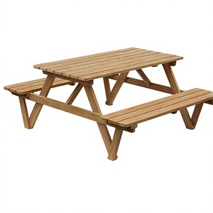 Indonesian Solid Wood Modern Picnic <b>Table</b> and <b>Bench</b> Set for <b>Outdoor</b> Use - Product Image 1
