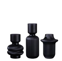 Vase en verre UFO YaFu YF3249 en gros, moderne, gaufré, transparent, décoratif, noir, style européen, pour table, OEM/ODM pour la décoration intérieure