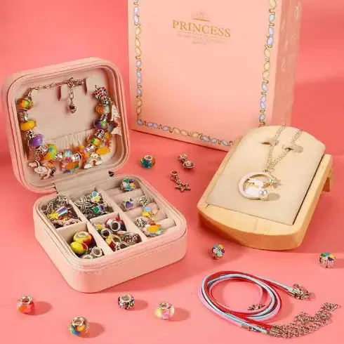 Hot sale Handmade DIY Beaded charm Bracelet Set Creative Bracelet Jewelry Set Gift Box making accessories gift for children girl