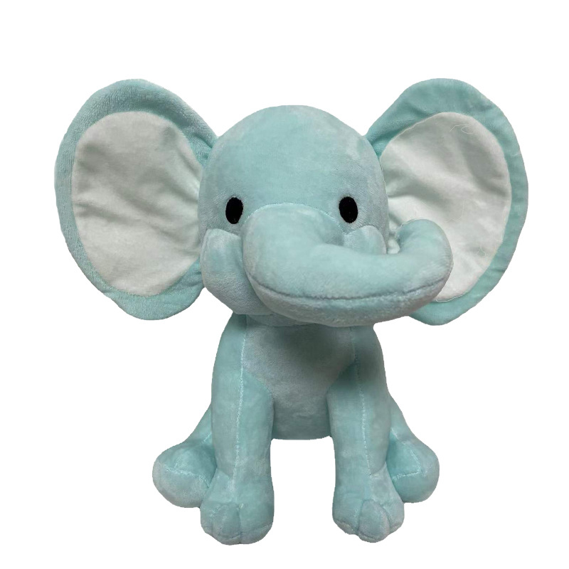 Peluche Éléphant bleu clair et blanc
