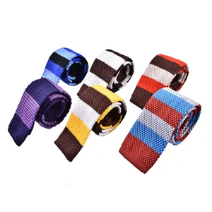 Corbata de rayas de punto para hombre, clásica, personalizada, barata