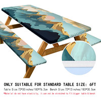 Nappe de camping imperméable et coupe-vent 4/6/8 pieds 3 pièces couverture de table de pique-nique avec couvertures de banc