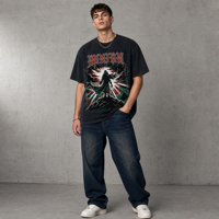 T-shirt Homme T04 MINFAN en Gros 100% Coton Manches Courtes Épaules Tombantes Imprimé Graphique Respirant Décontracté Vintage